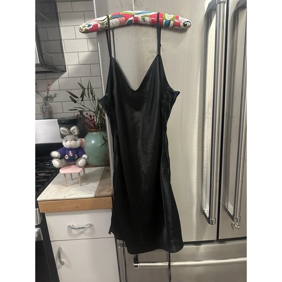 Victoria's Secret Pink Tag Dress/Nightie Black SzM Lace Up Sides Adjust Straps - Picture 2 of 11